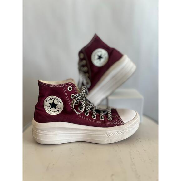 CHUCK TAYLOR ALL STAR CONVERSE MOVE HI PLATFORM SHOES WOMENS SIZE 8 BEETROOT - Picture 1 of 14